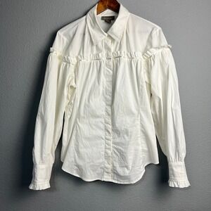 Kenar Ruffle Shoulder Blouse Med Cotton‎ Poplin Romantic Cottagecore Minimalist